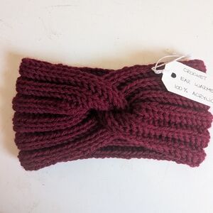 Handmade Burgundy Crochet Ear Warmer